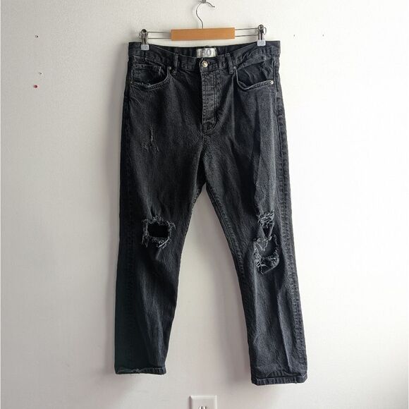 We The Free People Black Magic Bren split knee distressed boyfriend jeans - Picture 2 of 6